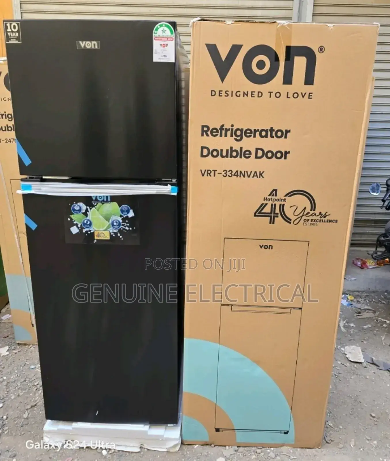 182litres Von Dark Inox Double Door Refrigerator