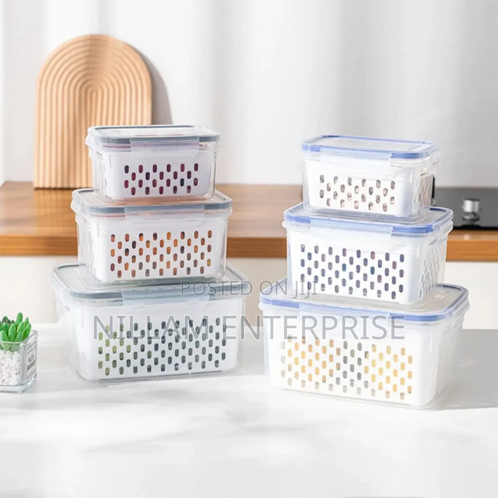 *3pc Double Drain Basket ,Vegetable Storage Container*