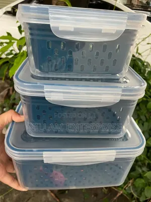 *3pc Double Drain Basket ,Vegetable Storage Container*