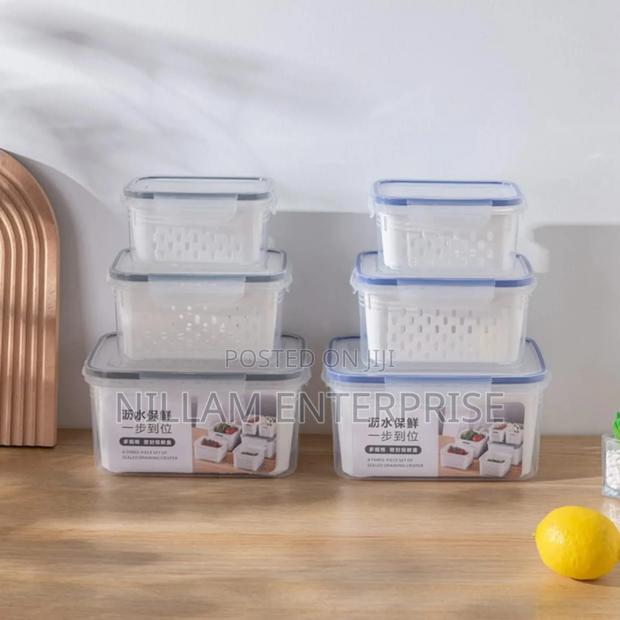 *3pc Double Drain Basket ,Vegetable Storage Container* - thumbnail 5