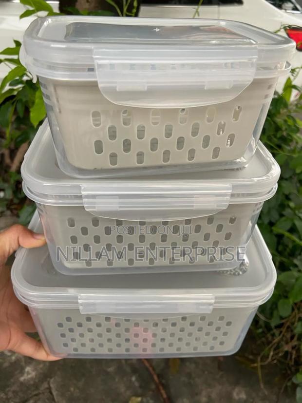 *3pc Double Drain Basket ,Vegetable Storage Container* - thumbnail 6