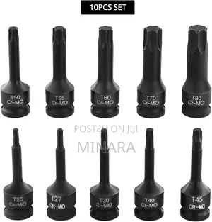 10 PCS Torx Bit Socket Set, Impact Grade T-Series