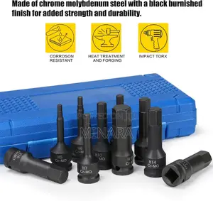 10 PCS Hex Bit Socket Set, Impact Grade H-Series