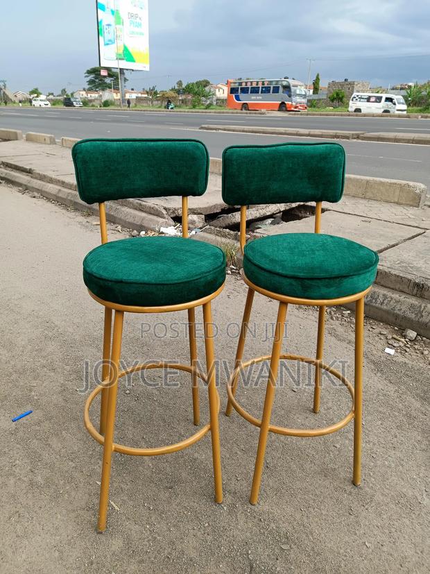 Emarld Green Kitchen Stools or Counter Stools, Gold Frame  - thumbnail 2