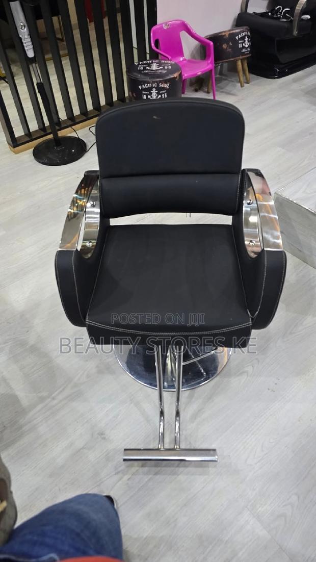 Imported New Salon Chairs Black Silver Design - main view