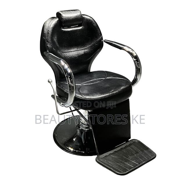 Chrome Hands Black Reclining Barber Chair Medium Size - thumbnail 2