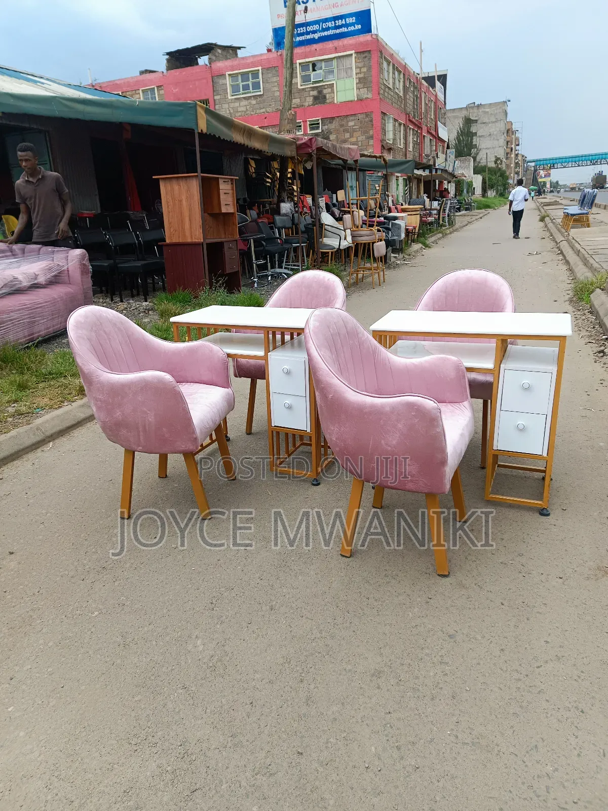2 Manicure Sets, Marble Tables and Baby Pink Seats