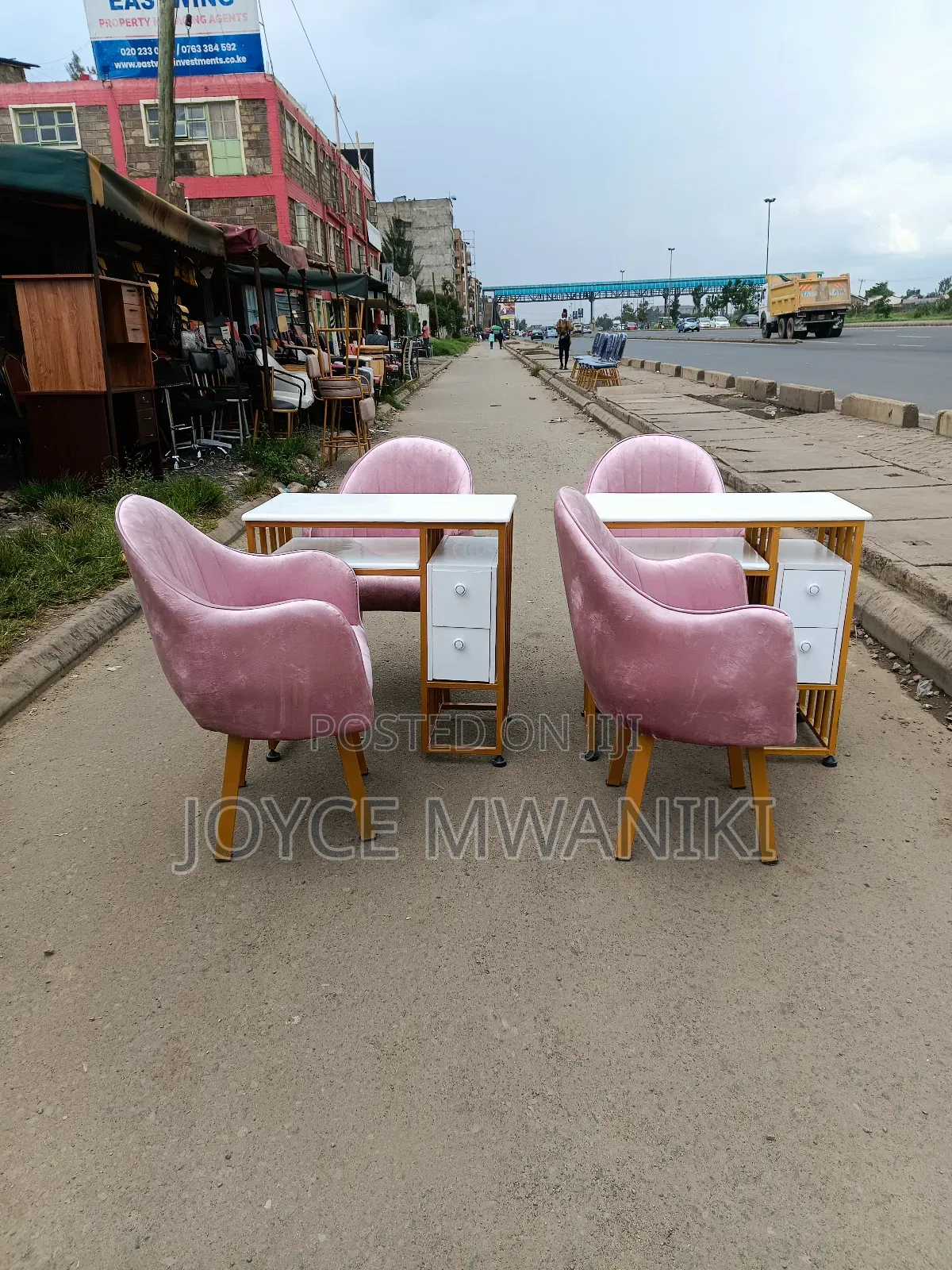 2 Manicure Sets, Marble Tables and Baby Pink Seats