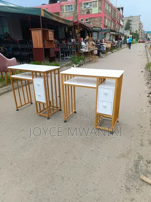 Manicure Tables, Marble Tops, Drawers, Metallic Gold Frame 