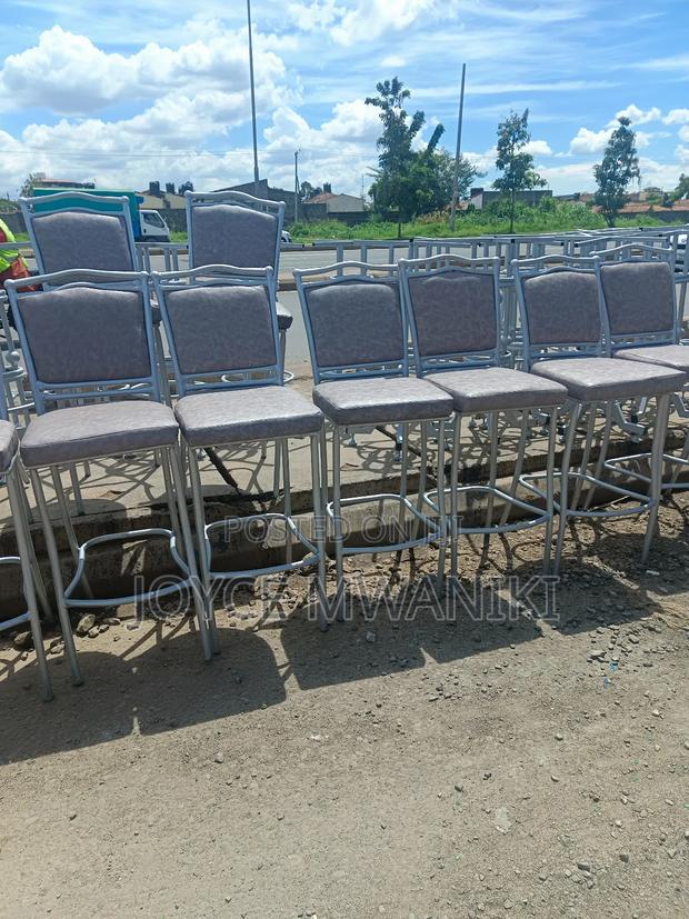 High Bar Chairs, Silver and Grey  - thumbnail 2