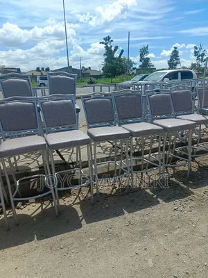 High Bar Chairs, Silver and Grey 