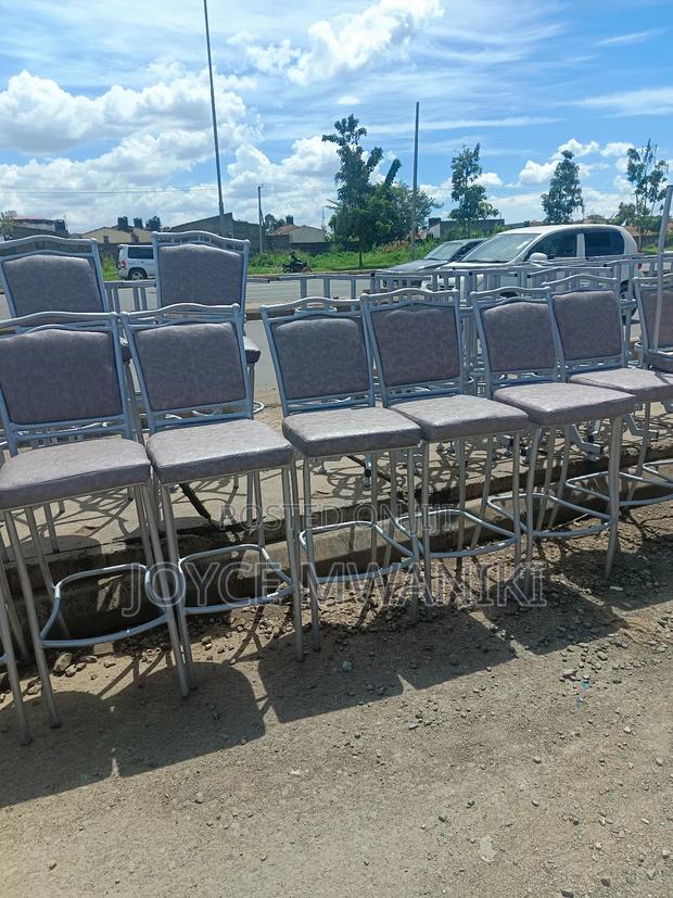High Bar Chairs, Silver and Grey  - thumbnail 3
