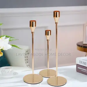 Beautiful Candle Stick Holders - Set of 3 Gold Color