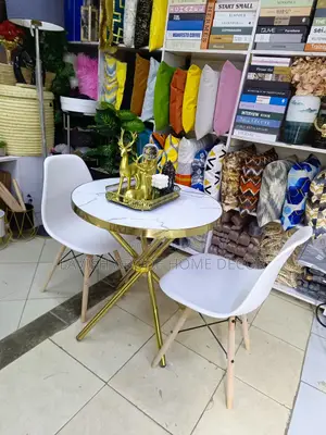 Dining Table Set 2 Chairs and Table Gold and White