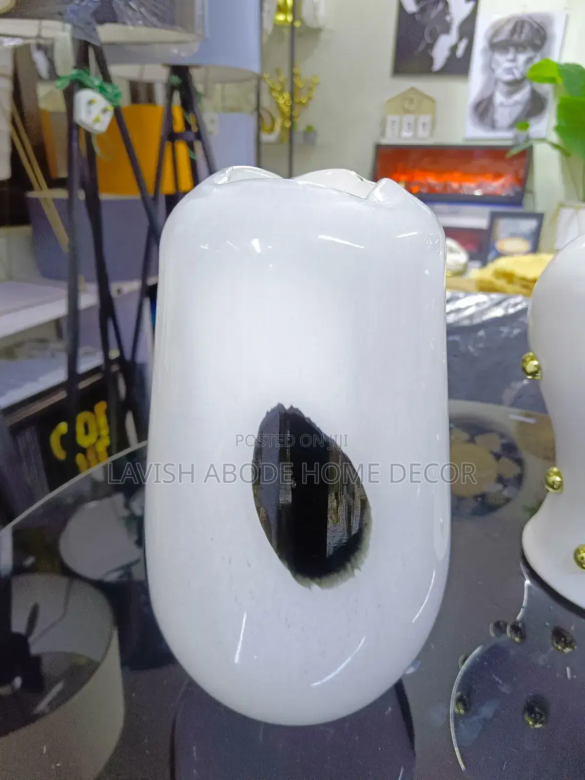 White and Black Panda Glass Flower Vase