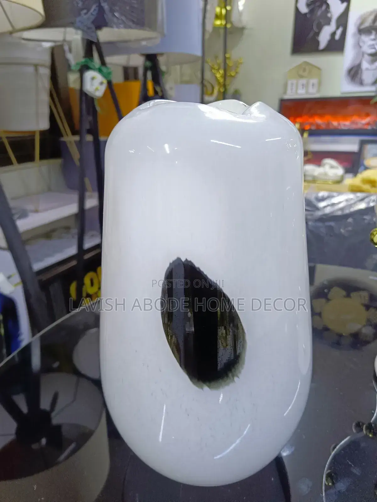 White and Black Panda Glass Flower Vase