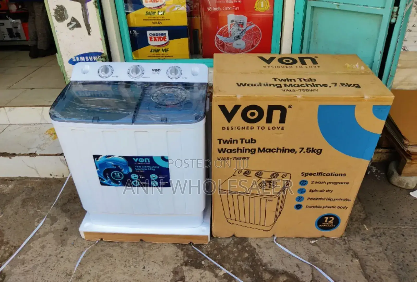 2 Wash Program Von Twin Tub 7.5 Washing Machine