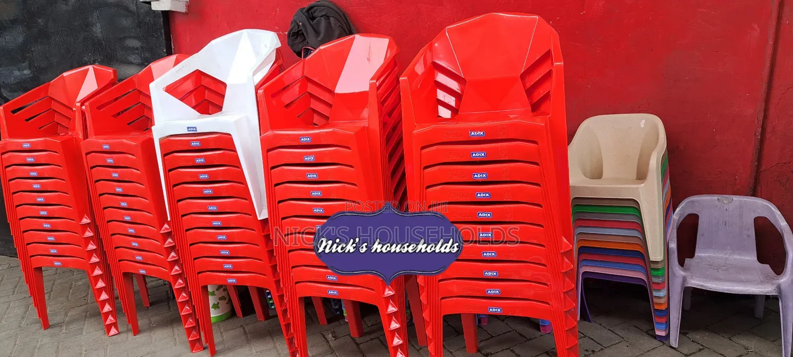 Adix Plastic Chair, Red Salon Chairs