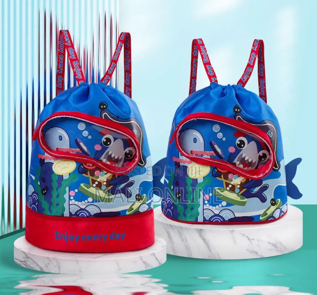 Waterproof Kids Swimming Bag Cartoon Drawstring Backpack