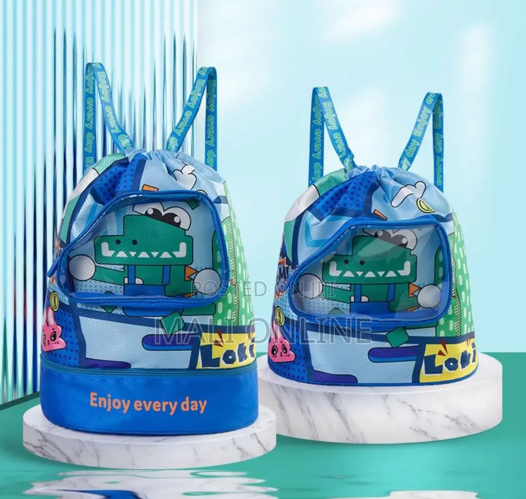 Waterproof Kids Swimming Bag Cartoon Drawstring Backpack