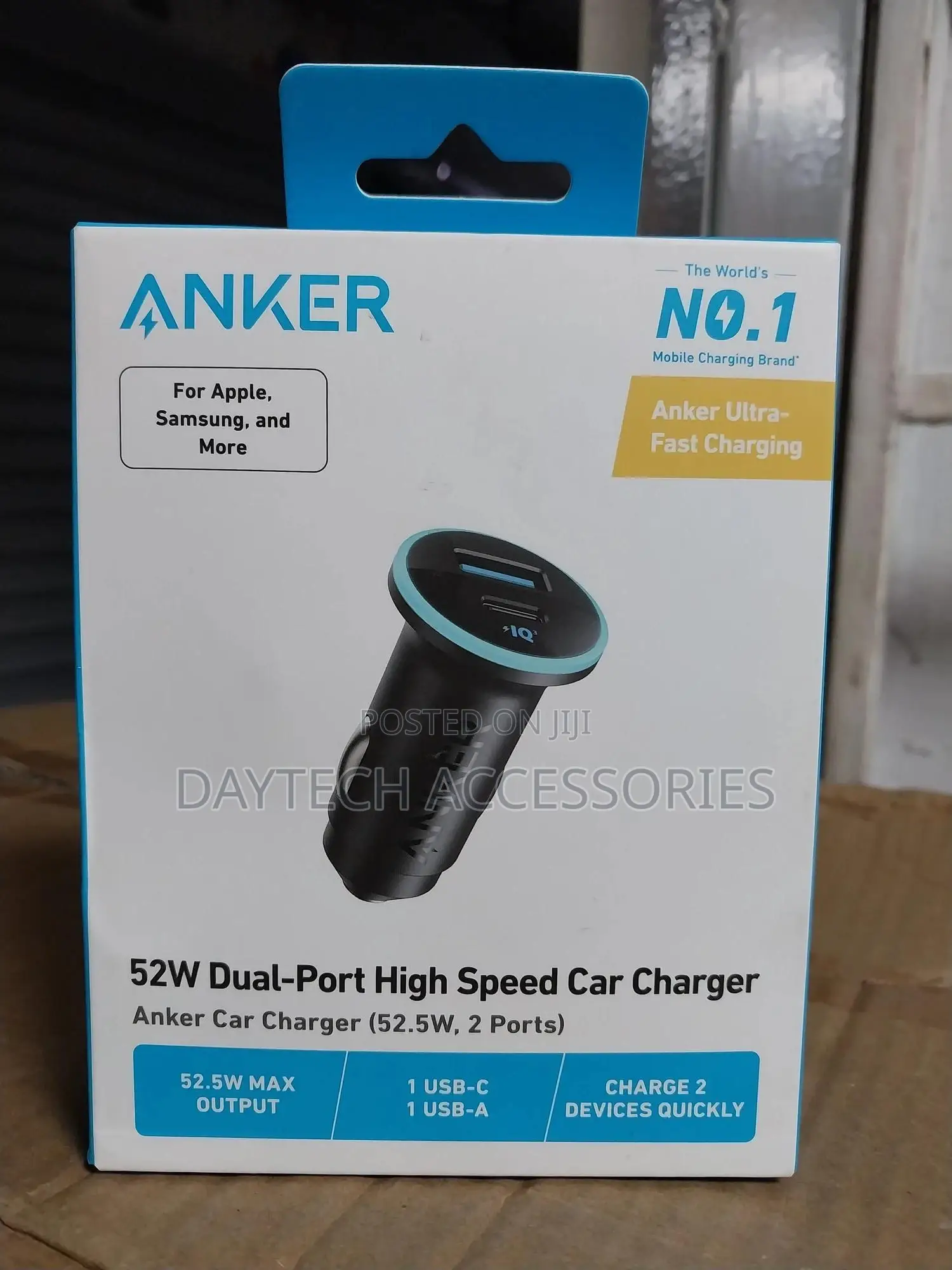 Anker Car Charger Dual Port 52w Fast Charging