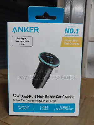 Anker Car Charger Dual Port 52w Fast Charging