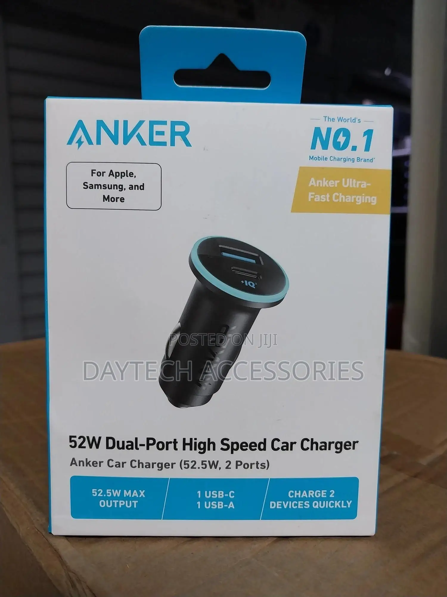 Anker Car Charger Dual Port 52w Fast Charging