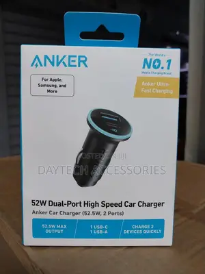 Anker Car Charger Dual Port 52w Fast Charging