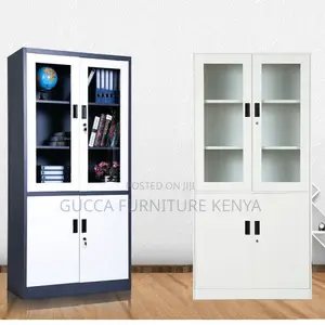 Cabinets: Office Large Storage Cabinet With 2-Glass Door