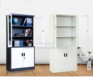 Cabinets: Office Large Storage Cabinet With 2-Glass Door