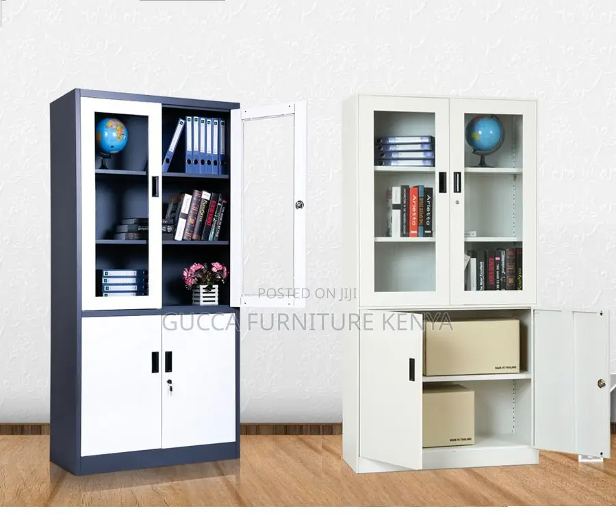 Cabinets: Office Large Storage Cabinet With 2-Glass Door