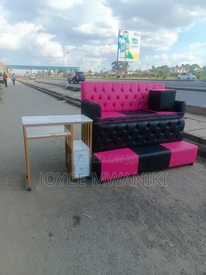 Manicure Table and Pedicure Seat, Black and Pink 