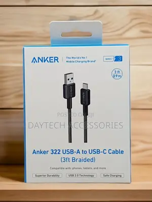 Anker 322 Braided Usb-a to Usb-C 6’ Cable - Black A81h6h11