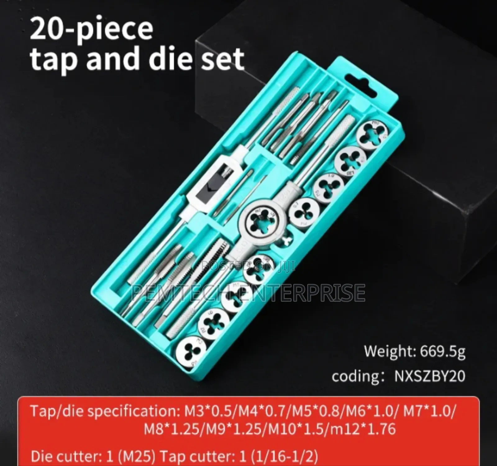 20pcs Different Sizes Tap and Dies Set