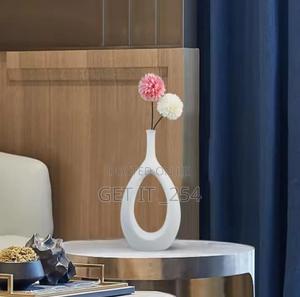 Nordic Doughnut Vas Long Cork Shape Vase Concrete Ceramic - thumbnail 2