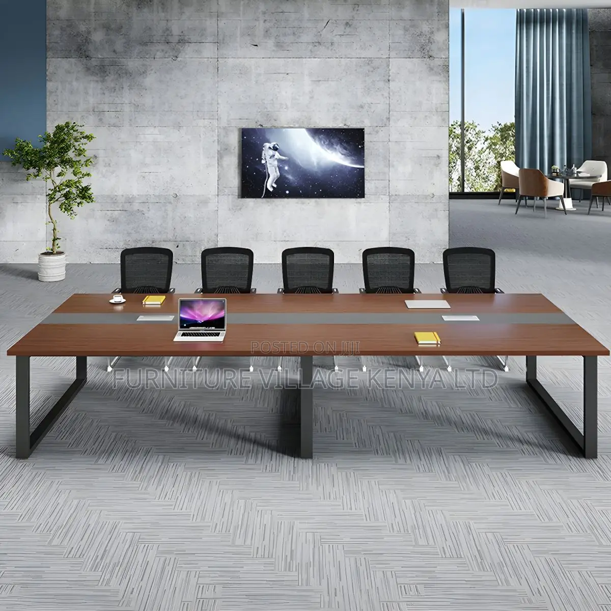 Office Tables: 2400mm Executive Brown Wood Meeting Table