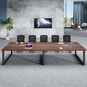 Office Tables: 2400mm Executive Brown Wood Meeting Table