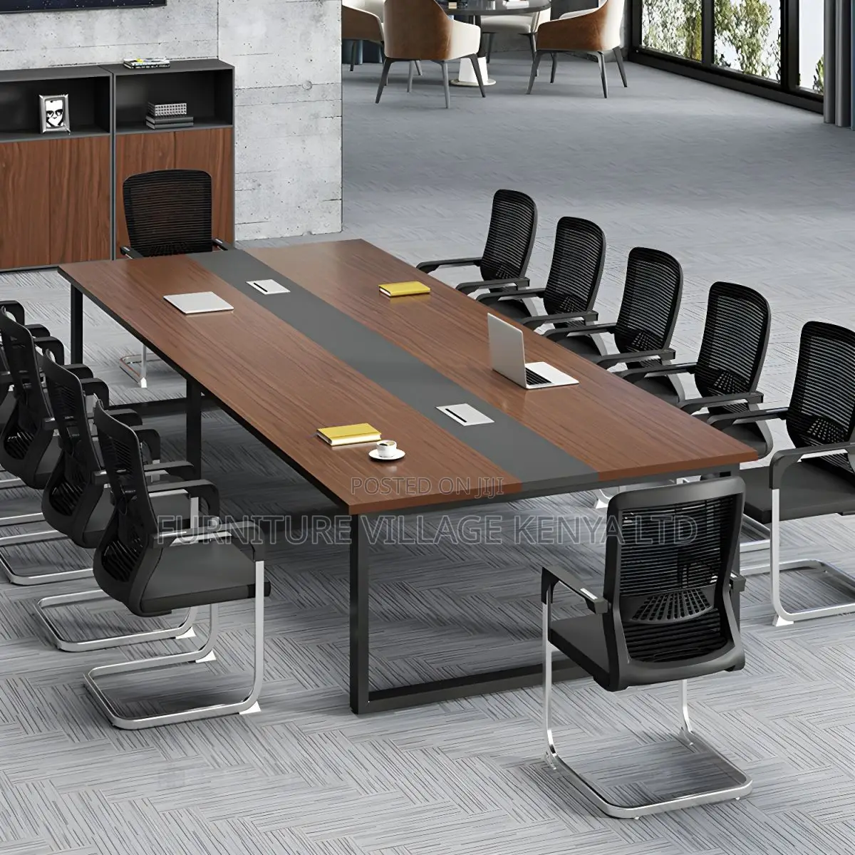 Office Tables: 2400mm Executive Brown Wood Meeting Table