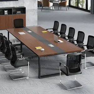 Office Tables: 2400mm Executive Brown Wood Meeting Table