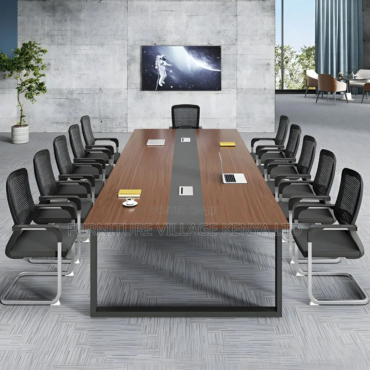 Office Tables: 2400mm Executive Brown Wood Meeting Table