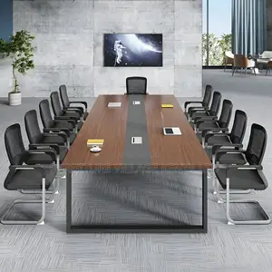 Office Tables: 2400mm Executive Brown Wood Meeting Table