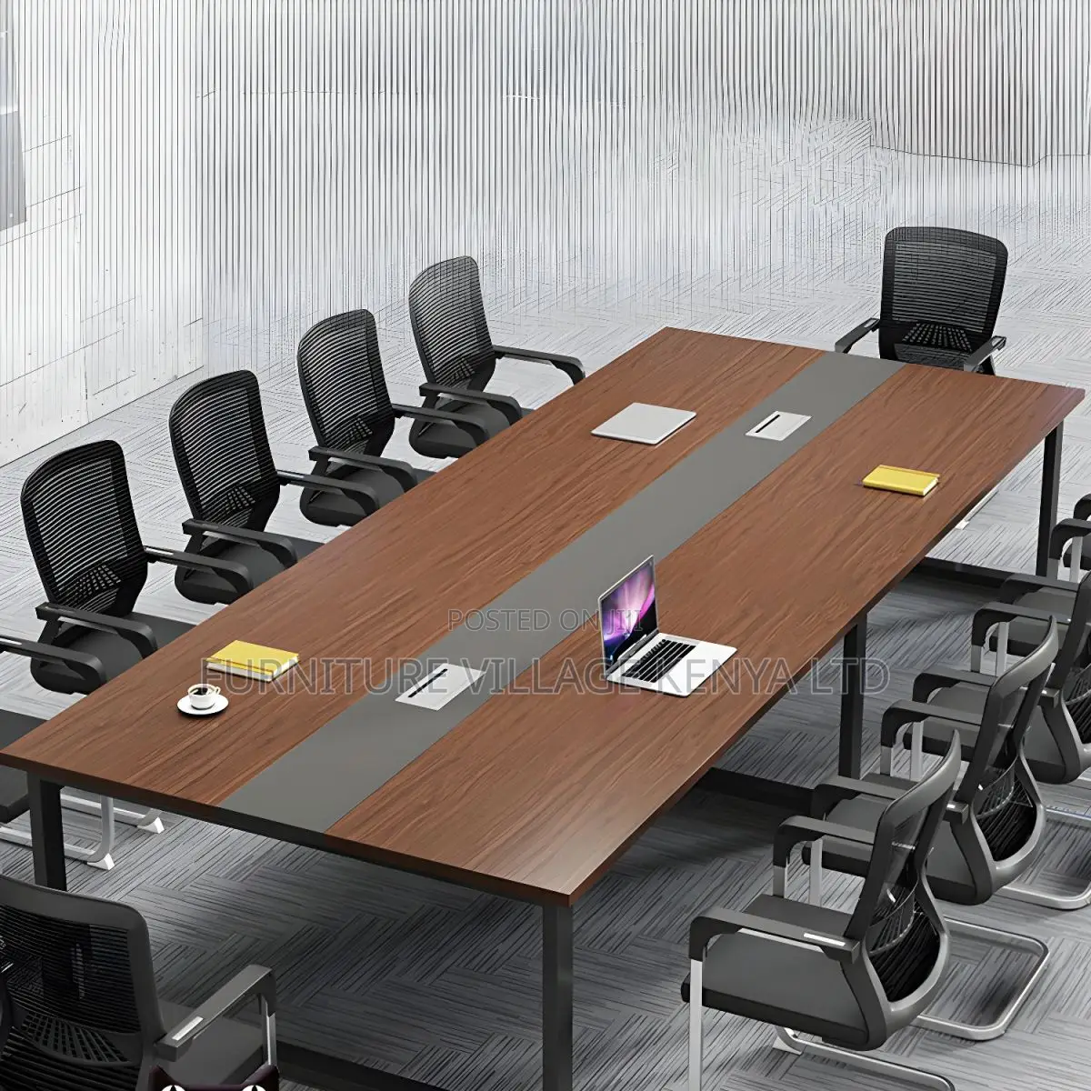 Office Tables: 2400mm Executive Brown Wood Meeting Table