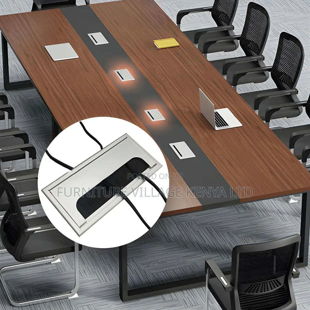 Office Tables: 2400mm Executive Brown Wood Meeting Table
