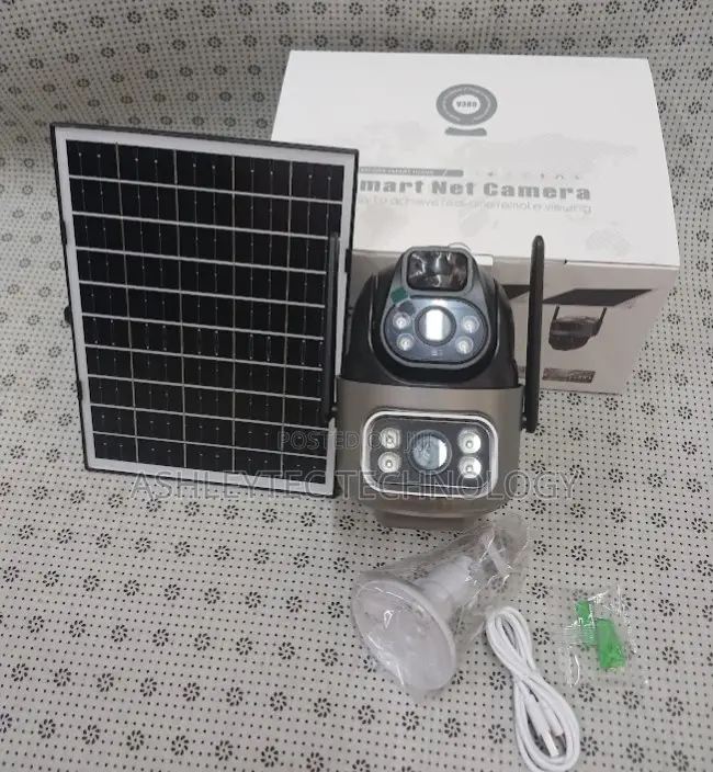 V380 Pro Dual Lens Solar Power Camera With Night Vision
