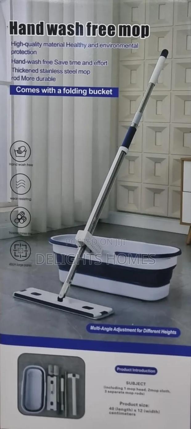 Self Ringing Hand Free Flat Mop With Foldable Bucket - thumbnail 4