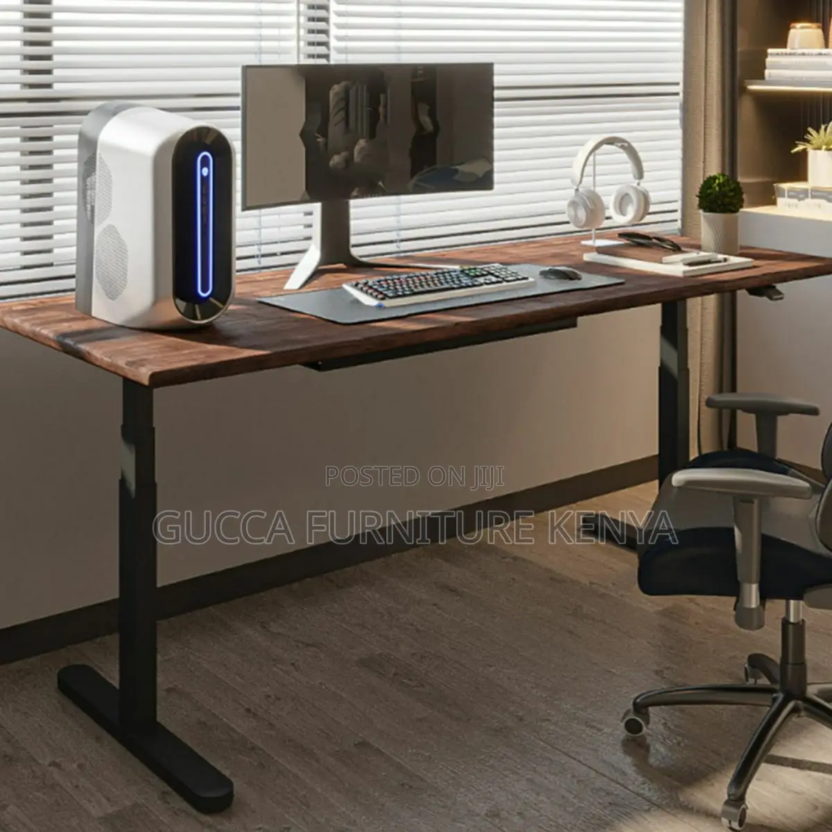 Office Tables:1600mm Elevating Desk With T-Metal Structure