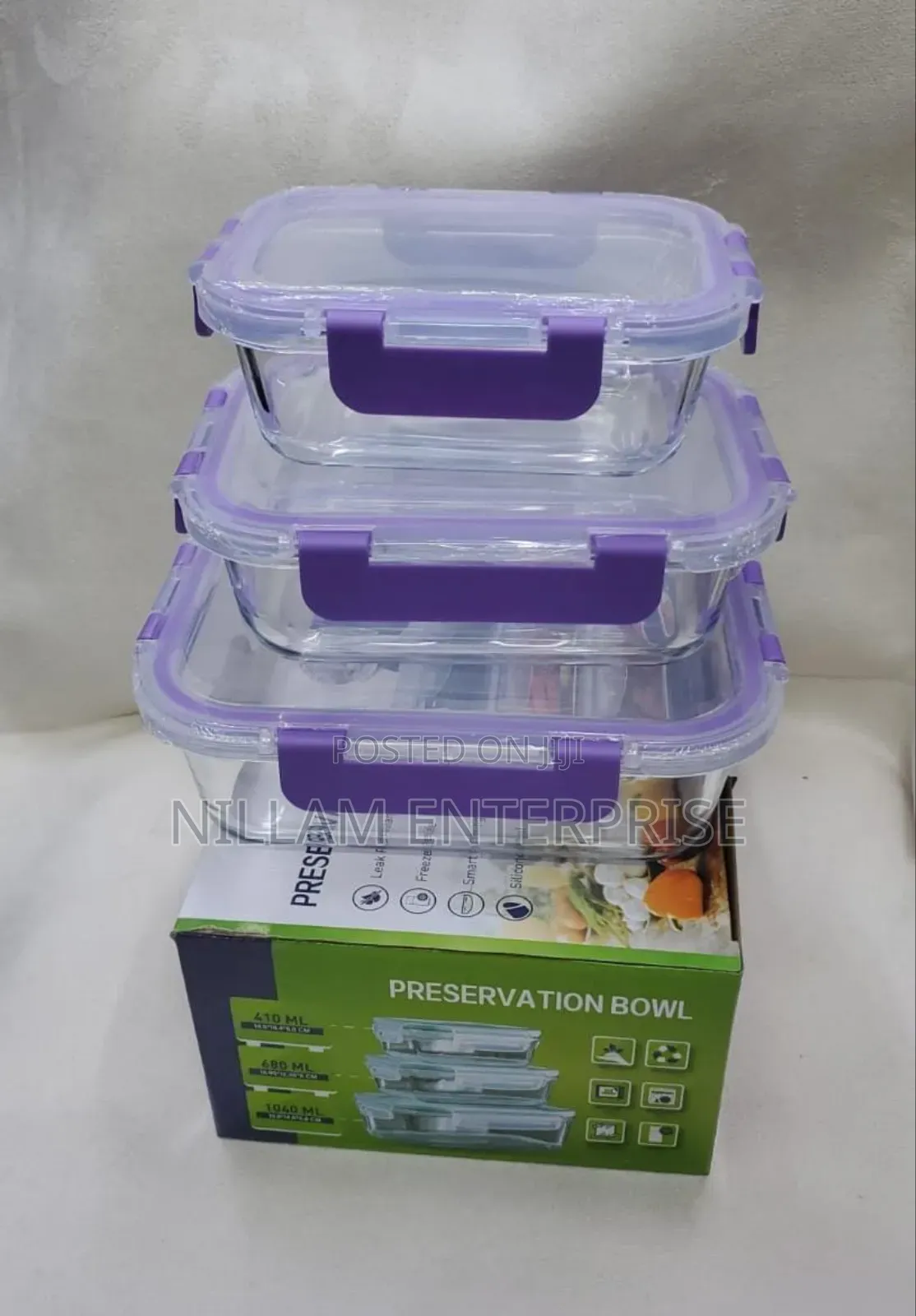 3 In1 Snack Storage Box Set Transparent Top Lid