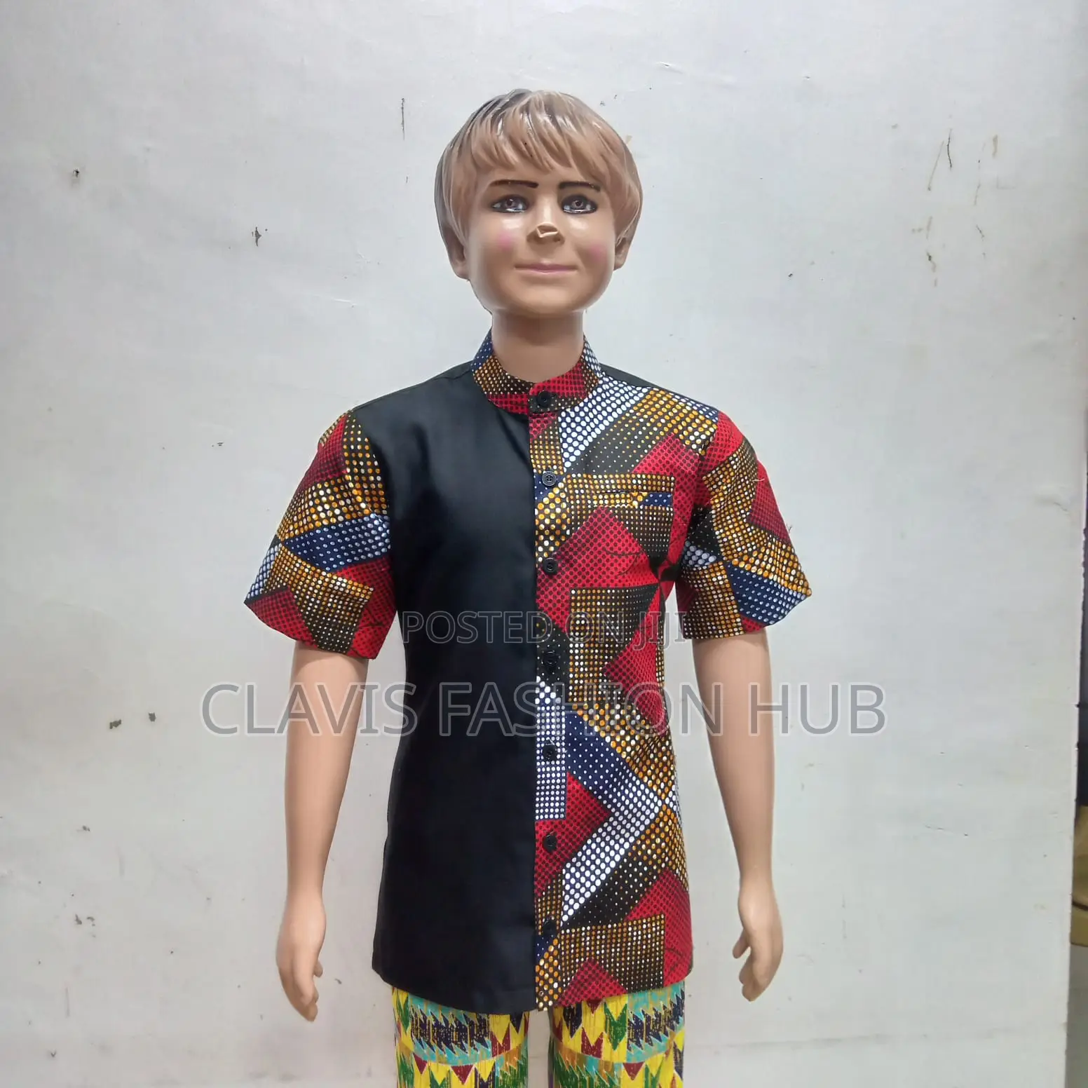 Kitenge Short Sleeved Kids Shirt