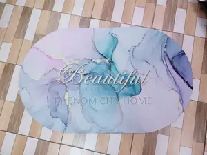 Fancy Oval Marble Bathroom Mats With Beautiful Print