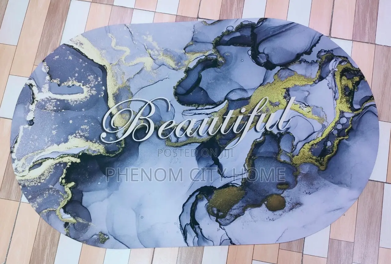 Fancy Oval Marble Bathroom Mats With Beautiful Print